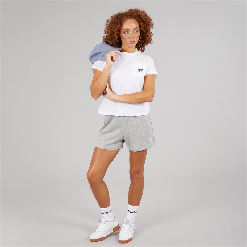 Reebok Damen Reebok Identity Kleine Logo Französisch Frottee Shorts Medium Grey Heather