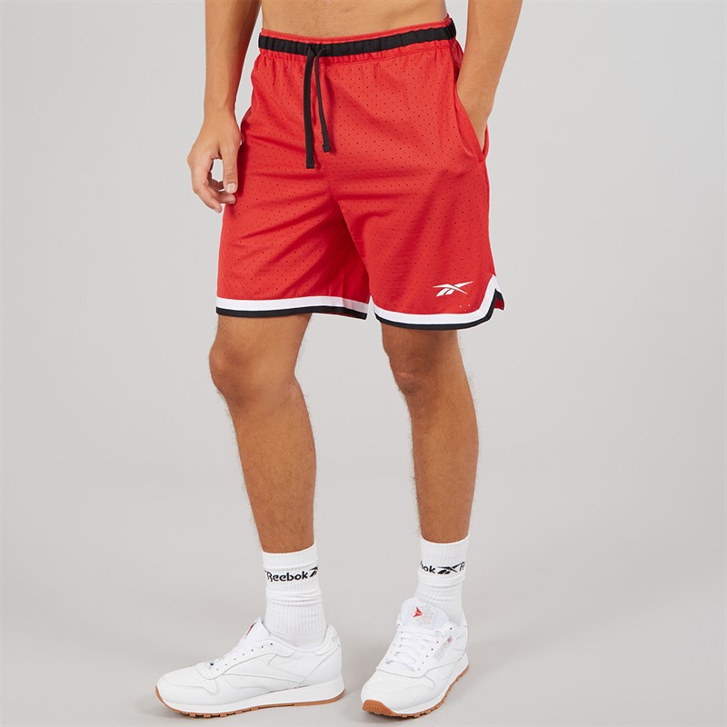 Reebok Herren Reebok Basketball 7 Zoll Transition Shorts Energy Red/Weiss