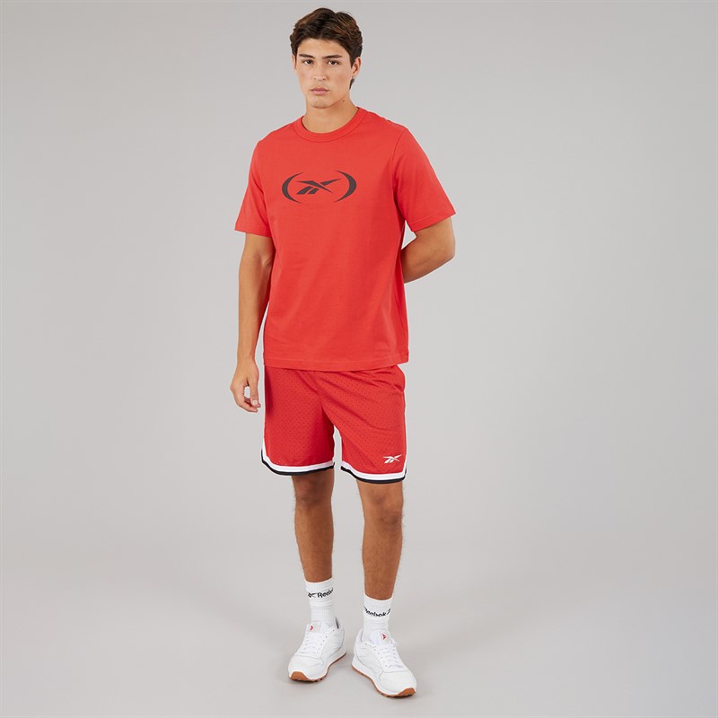 Reebok Herren Reebok Basketball 7 Zoll Transition Shorts Energy Red/Weiss