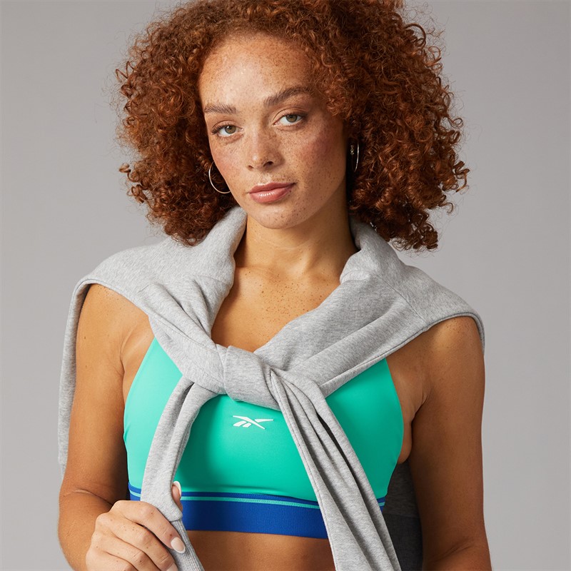 Reebok Damen Team Mittlerer Halt Sport BH Top Unleashed Green