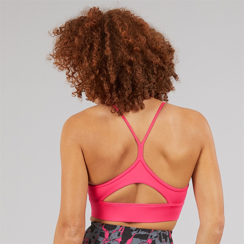 Reebok Dame ID Træn Tri-ryg Let Støtte Sports BH Top Bold Pink