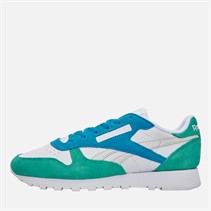 Reebok Womens Classic Leather Trainers White/Unleashed Green/Grey White/Unleashed Green/Grey 1