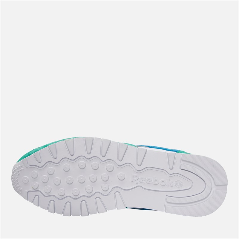 Reebok Womens Classic Leather Trainers White/Unleashed Green/Grey White/Unleashed Green/Grey 1