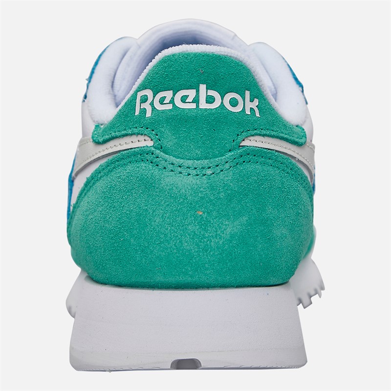 Reebok Womens Classic Leather Trainers White/Unleashed Green/Grey White/Unleashed Green/Grey 1