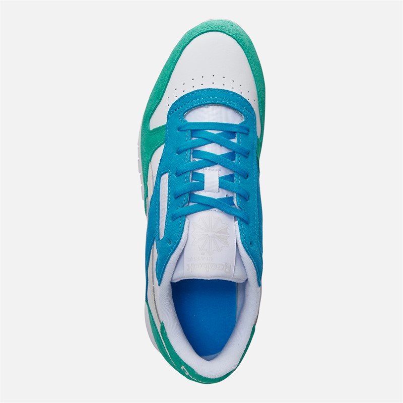 Reebok Womens Classic Leather Trainers White/Unleashed Green/Grey White/Unleashed Green/Grey 1