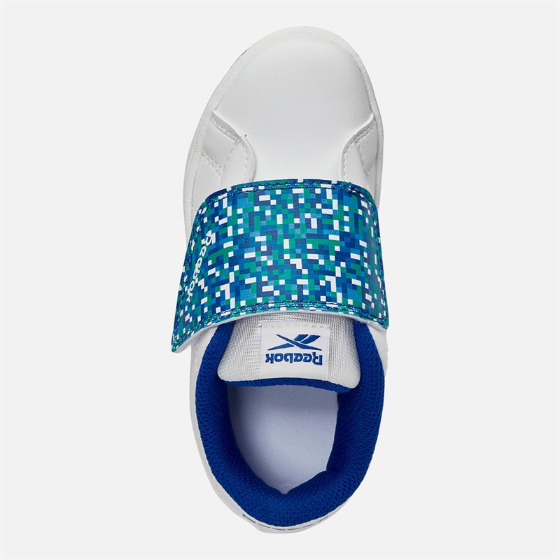 Reebok Infant Court Clean Hook And Loop Trainers White/Vector Blue/Vector Blue