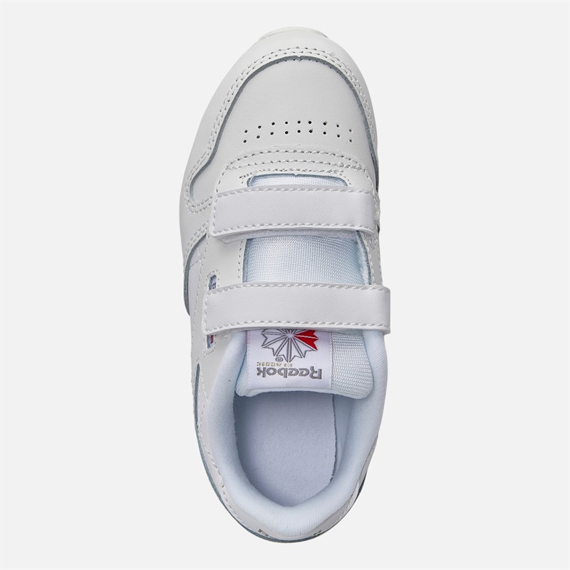 Reebok Infant Classic Leather 2V Trainers White/Carbon/Vector Blue