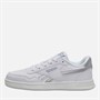 Reebok Junior Girls Court Advance Trainers White/White/Silver Metallic