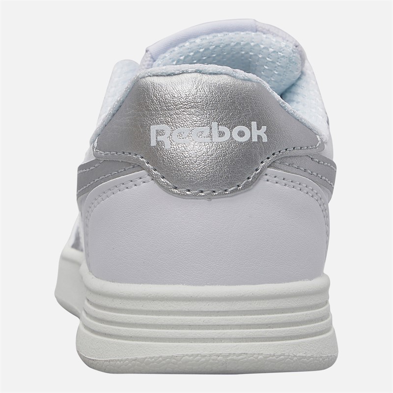 Reebok Junior Girls Court Advance Trainers White/White/Silver Metallic