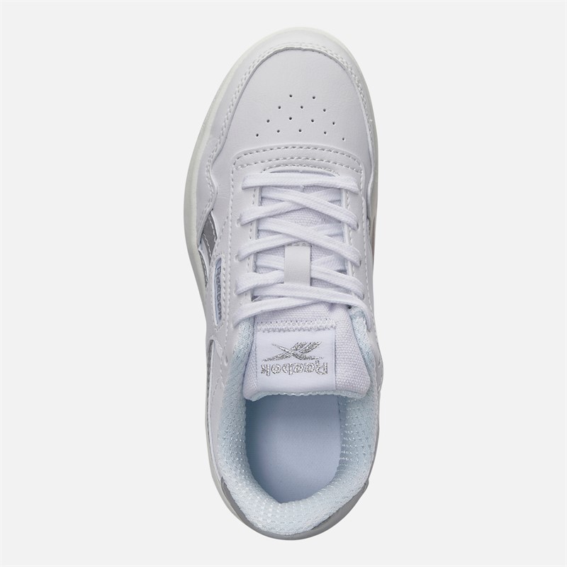 Reebok Junior Girls Court Advance Trainers White/White/Silver Metallic