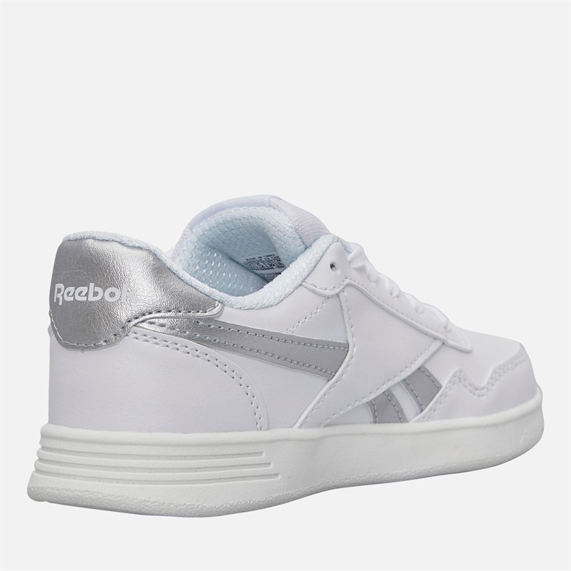 Reebok Junior Girls Court Advance Trainers White/White/Silver Metallic