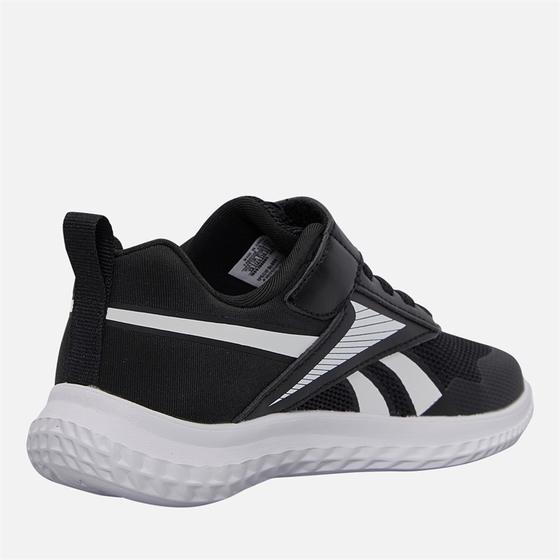 Reebok Kids Rush Runner 5 Elastic Lace And Top Strap Neutral Running Shoes Black/Black/White