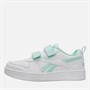 Reebok Girls Royal Prime 2.0 Two Strap Hook And Loop Trainers White/White/Glitch Aqua