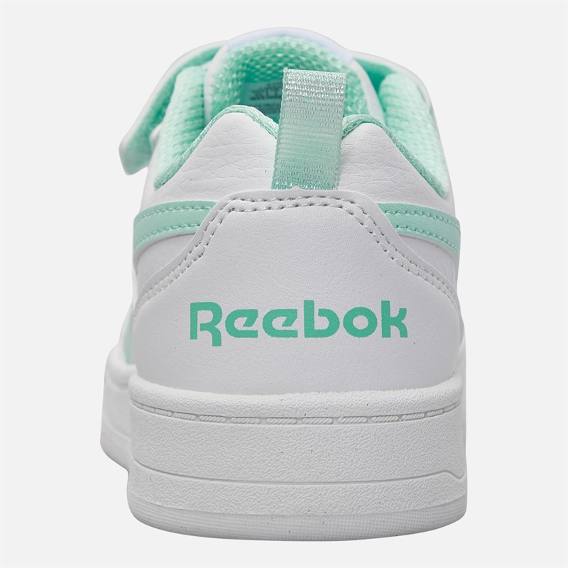 Reebok Girls Royal Prime 2.0 Two Strap Hook And Loop Trainers White/White/Glitch Aqua