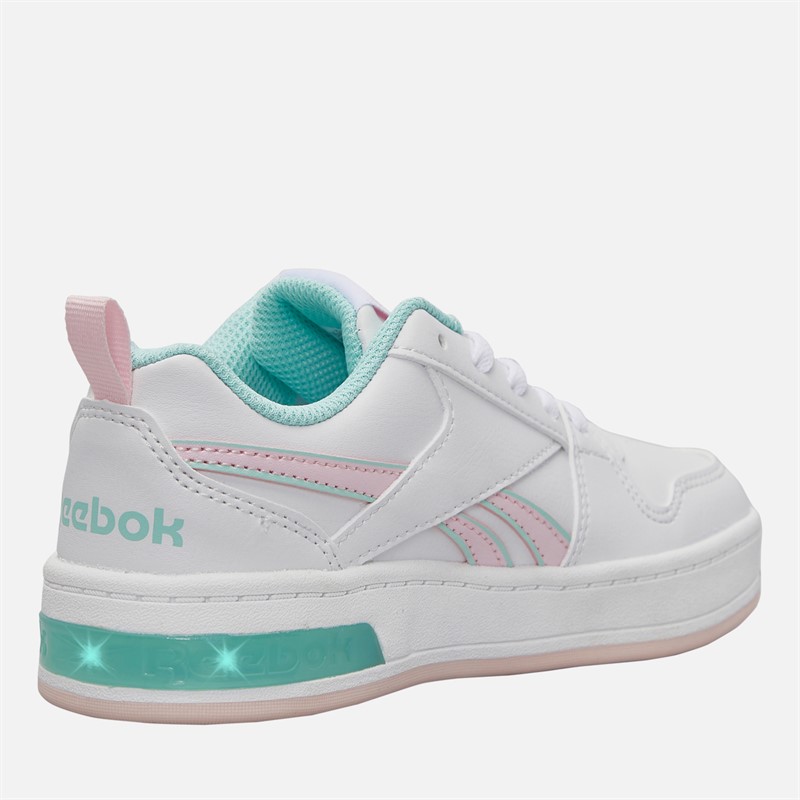 Reebok Girls Royal Prime Step N Flash Trainers White/Frosted Berry/Glitch Aqua