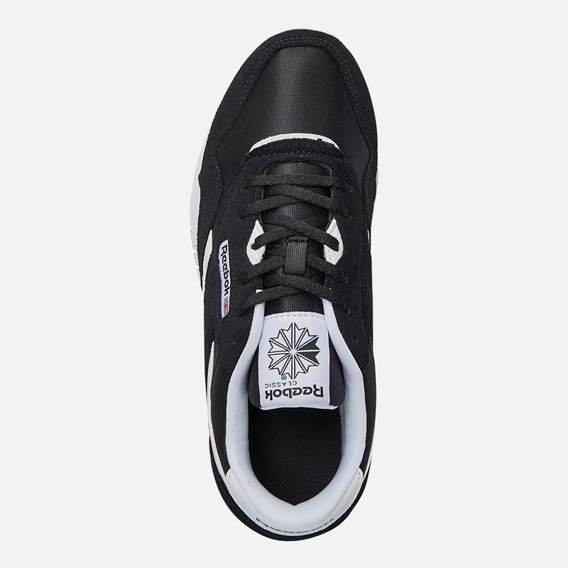 Reebok Junior Boys Classic Nylon Trainers Black/Black/White