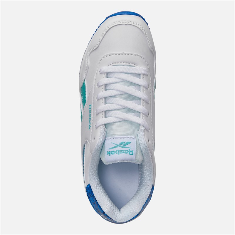 Reebok Girls Royal Classic Jog 3.0 Trainers White/Aqua/Optimum Blue