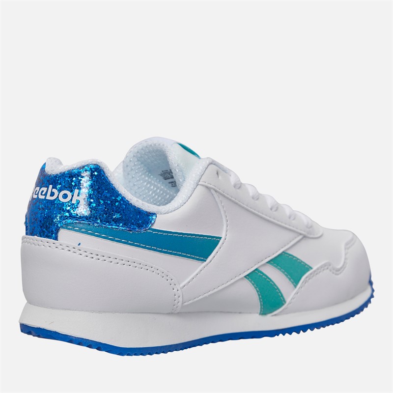 Reebok Girls Royal Classic Jog 3.0 Trainers White/Aqua/Optimum Blue