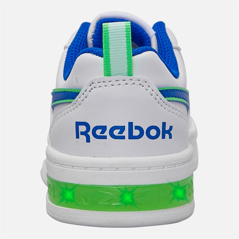 Reebok Junior Boys Royal Prime Step N Flash Trainers White/Optimum Blue/Solar Lime