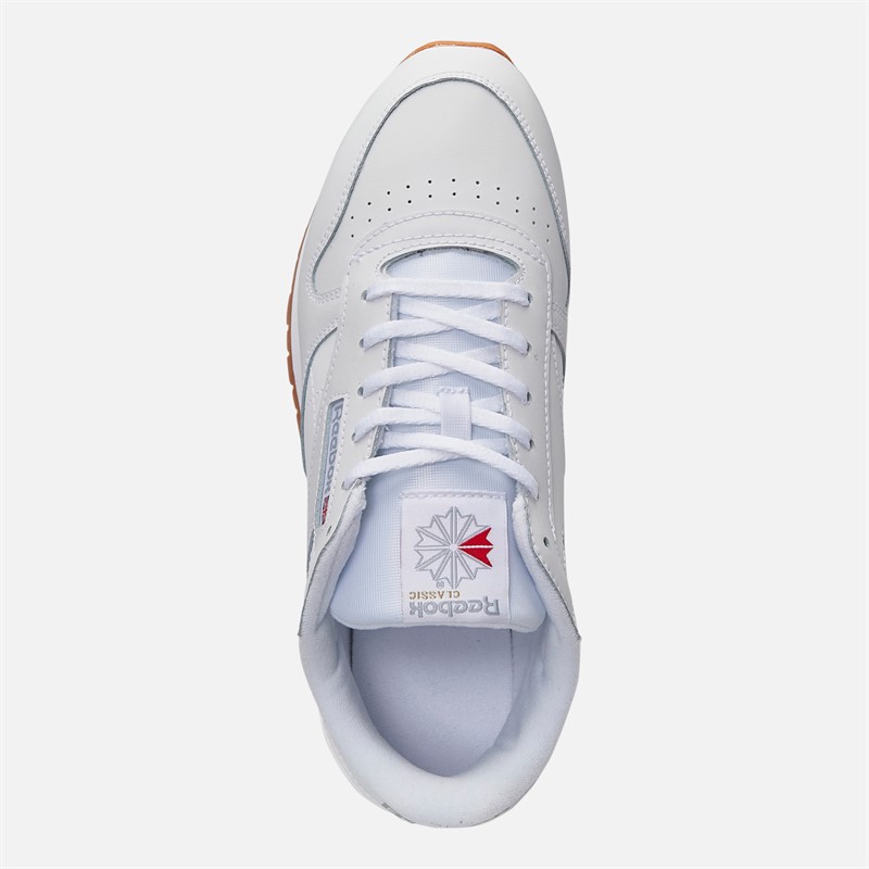 Reebok Junior Boys Classic Leather Trainers White/White/Gum