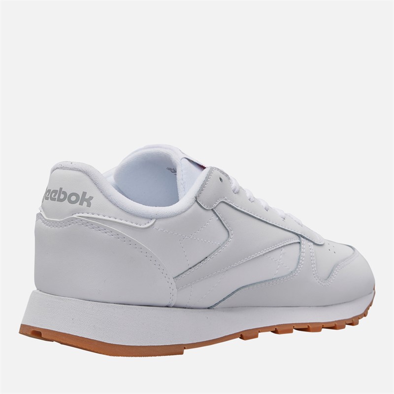 Reebok Junior Boys Classic Leather Trainers White/White/Gum