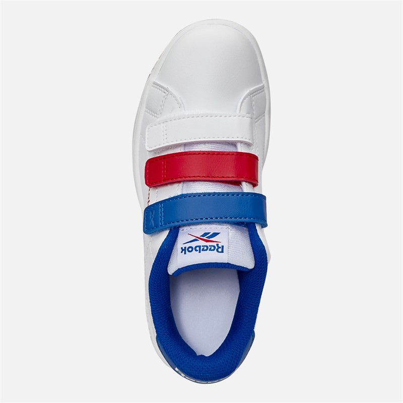 Reebok Kids Court Clean Hook And Loop Trainers White/Vector Red/Vector Blue
