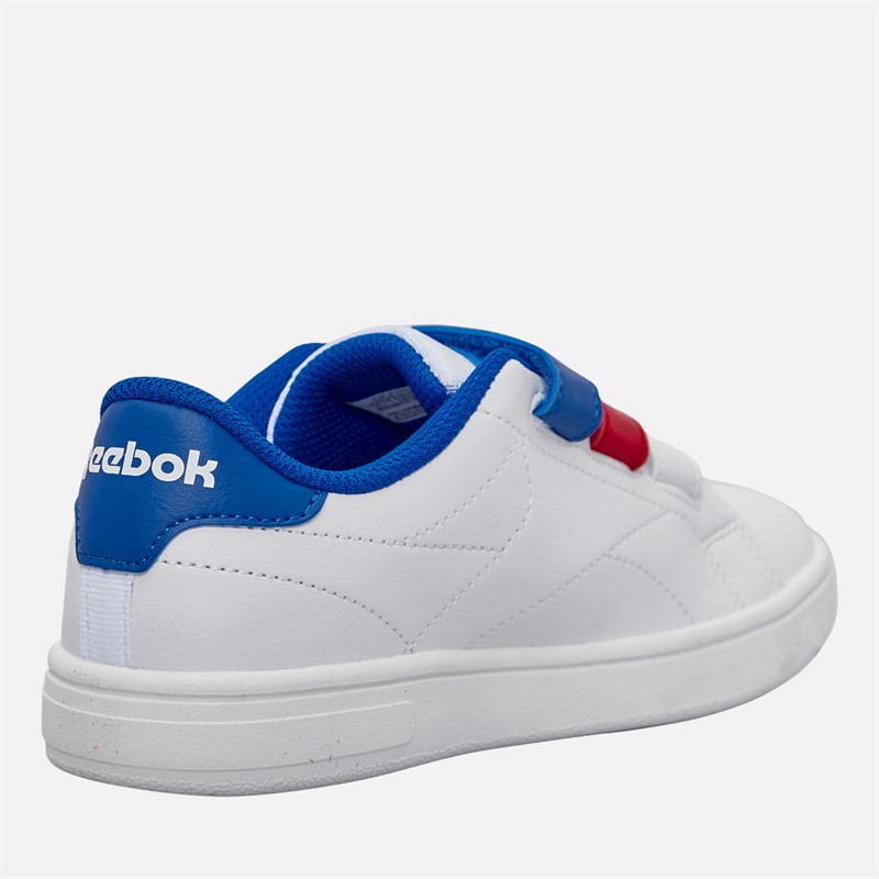 Reebok Kids Court Clean Hook And Loop Trainers White/Vector Red/Vector Blue