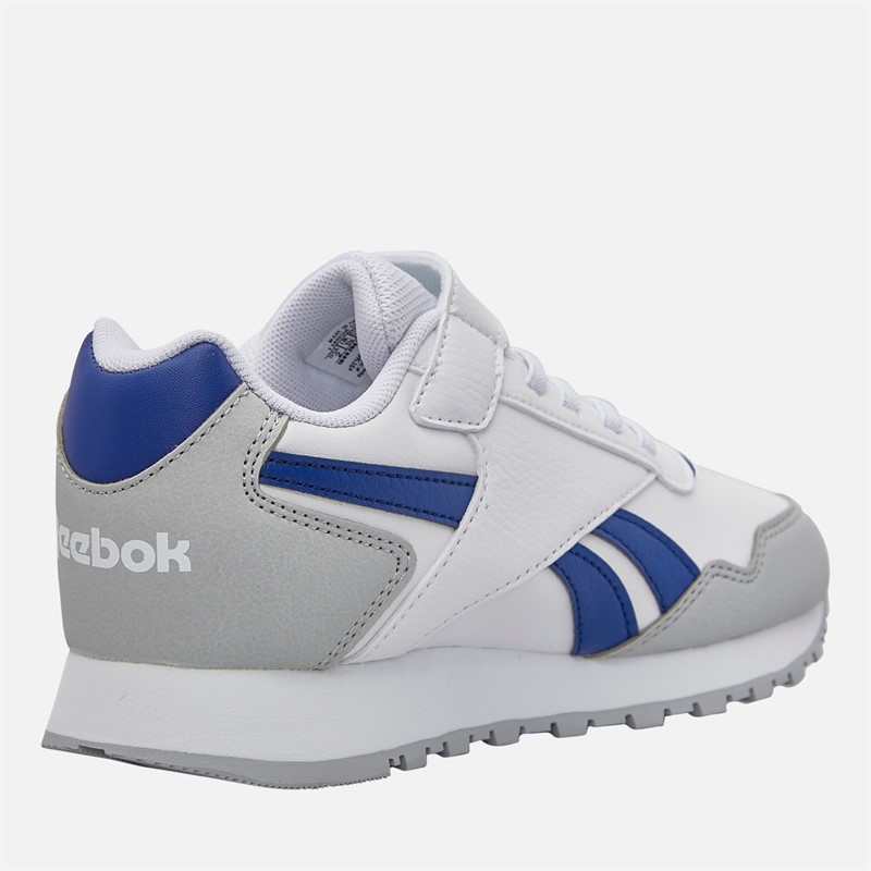 Reebok Kids Glide Elastic Lace And Top Strap Trainers White/Grey/Classic Cobalt
