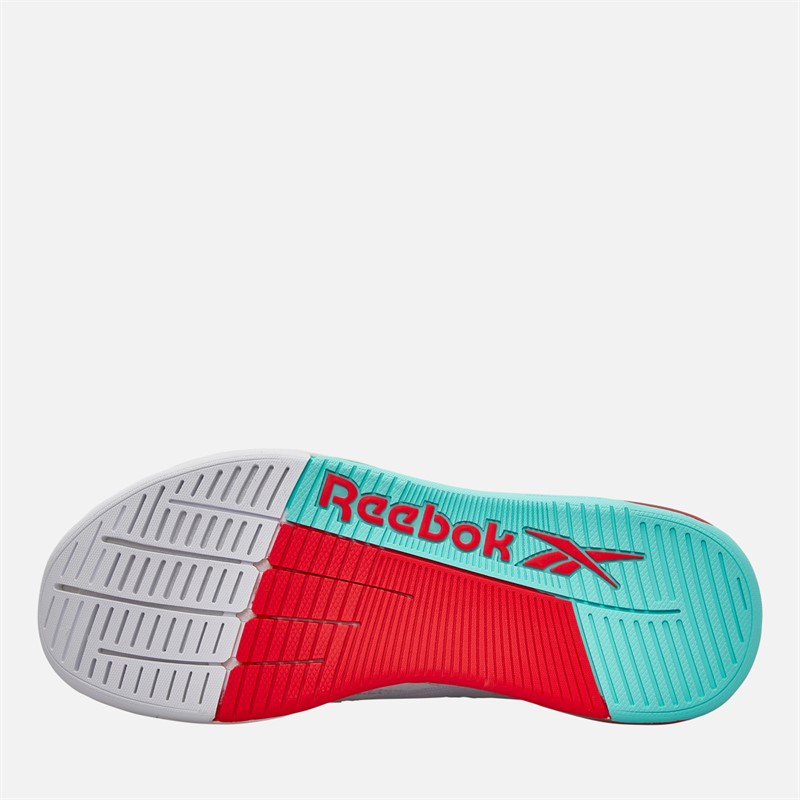 Reebok Womens Nano X5 Training Shoes White/Aqua/Energy Red