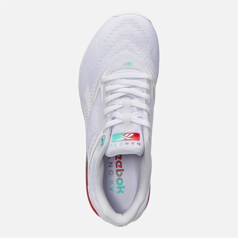 Reebok Womens Nano X5 Training Shoes White/Aqua/Energy Red