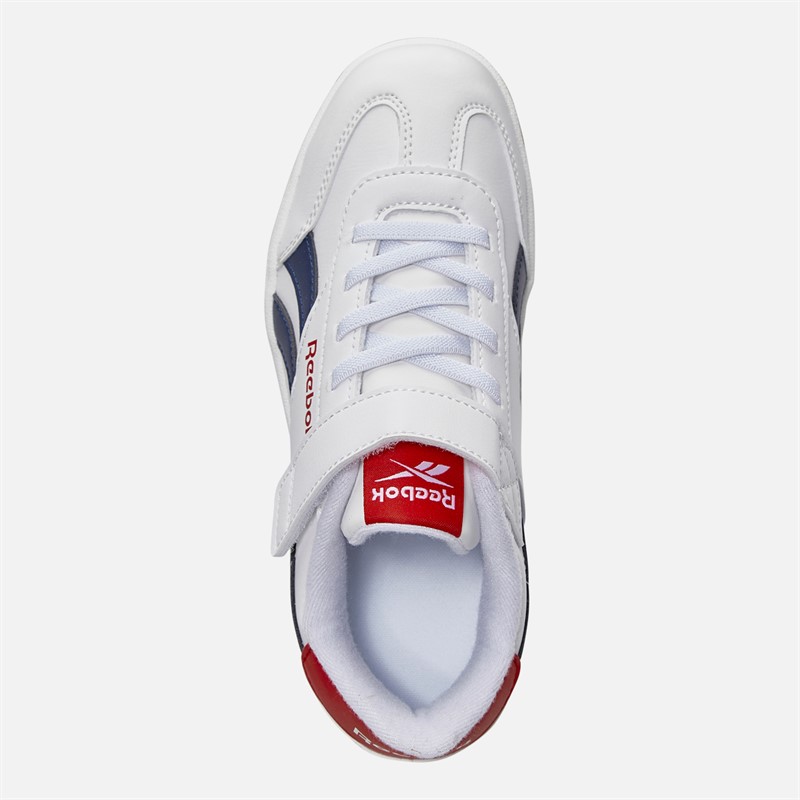 Reebok Kids Smash Edge Elastic Lace And Top Strap Trainers White/Vector Navy/Vector Red