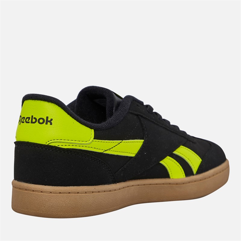 Reebok Junior Smash Edge Trainers Night Black/Solar Acid Yellow/Gum