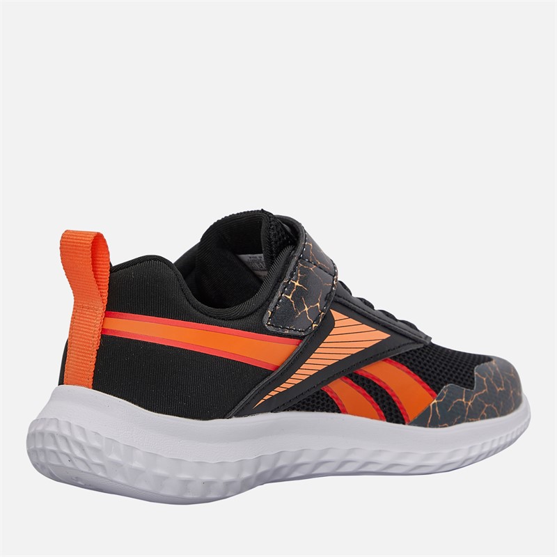 Reebok Kids Rush Runner 5 Elastic Lace And Top Strap Neutral Running Shoes Black/Arena Orange/Sport Red