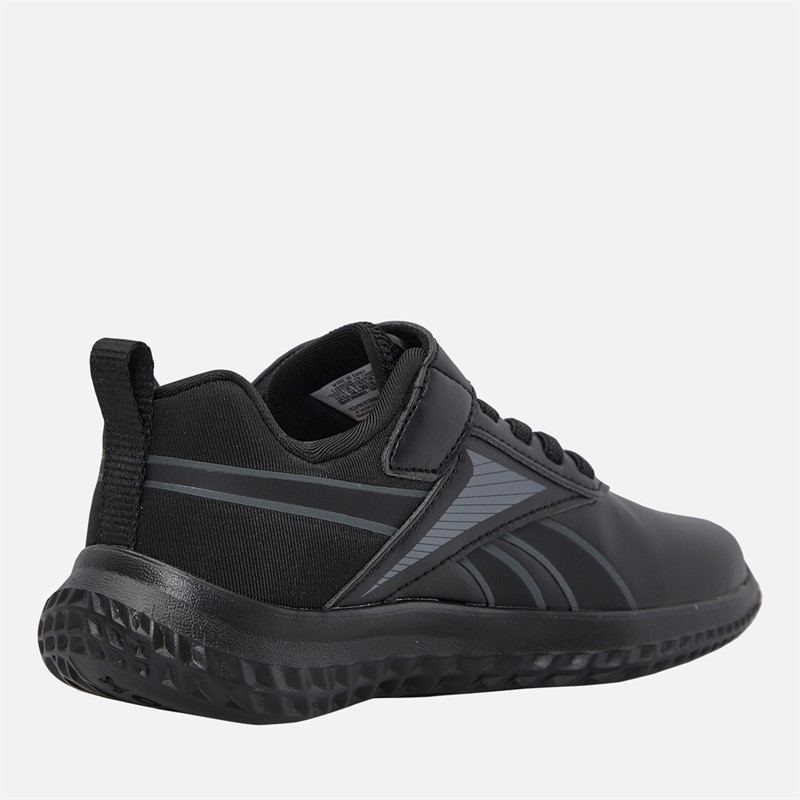 Reebok Kids Rush Runner 5 Elastic Lace And Top Strap Neutral Running Shoes Black/Black/Grey