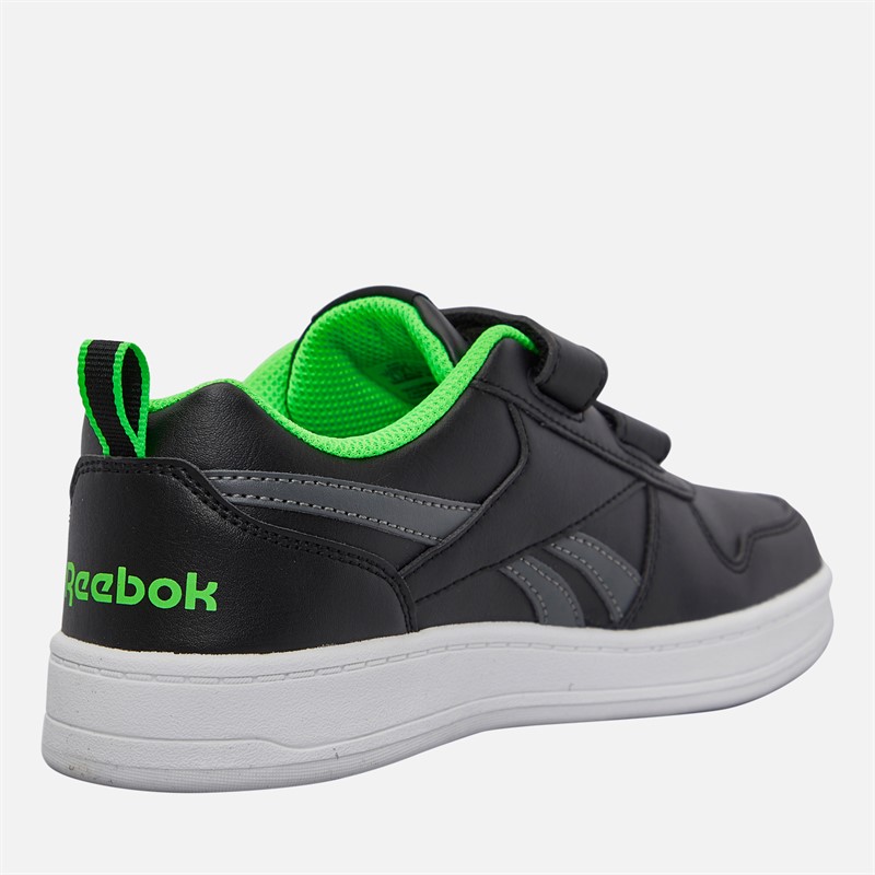 Reebok Boys Royal Prime 2.0 Two Strap Hook And Loop Trainers Black/Grey/Solar Lime