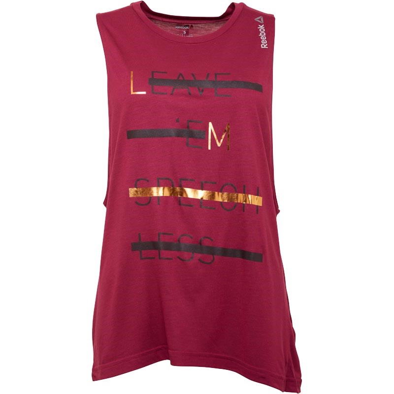 Reebok Womens Les Mills Graphic Foil Muscle Tank Rebel Berry at MandMDirect.com Reebok Womens Les Mills Graphic Foil Muscle Tank Rebel Berry.