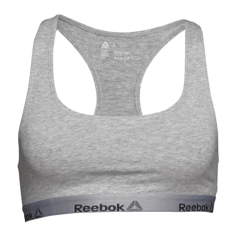 Image of Reebok Womens Frankie Cotton Logo Bra Top Grey