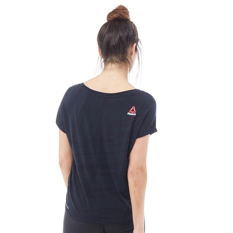 Reebok Damen One Serie Burnout Tee T-shirt Schwartz