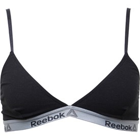 Image of Reebok Womens Claudia Cotton Logo Triangle Bra Top Black