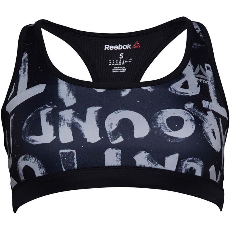 Buy Reebok Womens Running Essentials Printed Sports Bra Black
