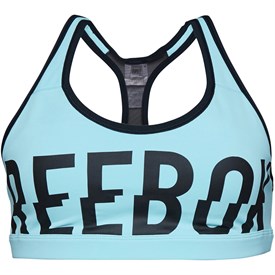 Image of Reebok Womens Hero Racer Padded Sports Bra Blue Lagoon