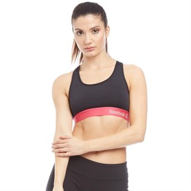 Image of Reebok Womens Mina Performance Sports Bra Top Black/Twisted Pink