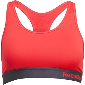 Image of Reebok Womens Mina Performance Sports Bra Top Neon Red/Cold Grey