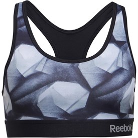 Image of Reebok Womens Kenna Performance Sports Bra Top Black/Grey Print