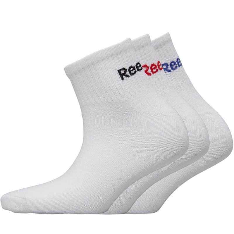 Buy Reebok Mens Three Pack Quarter Socks White