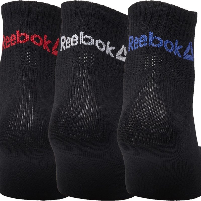 Buy Reebok Mens Three Pack Quarter Socks Black