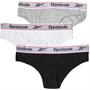 Reebok Womens Aria Logo Cotton Three Pack Briefs Black/White/Grey Marl