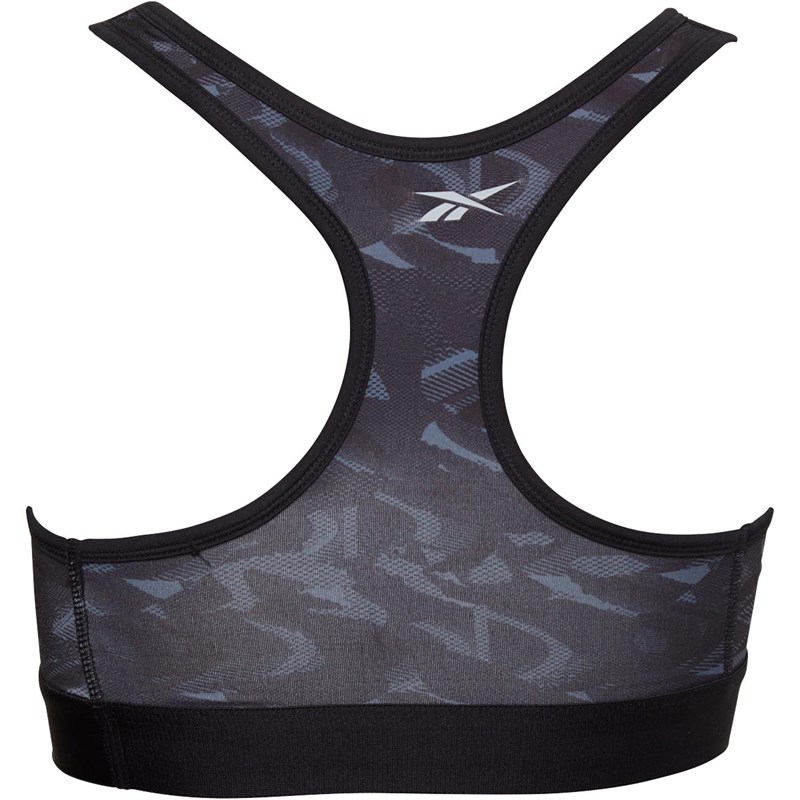 Buy Reebok Womens Tilly Performance Sports Bra Top Grey/Black Camo Print