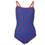 Reebok Womens All Over Print One Piece Swimsuit Humble Blue/Red Print