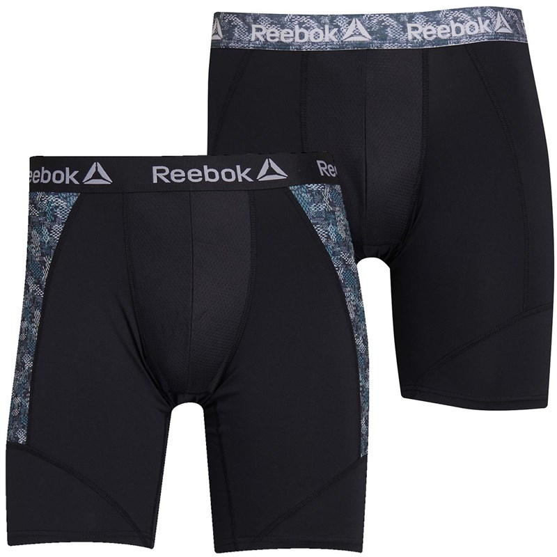 Buy Reebok Mens Cash Performance Two Pack Long Trunks Black/Black Panel